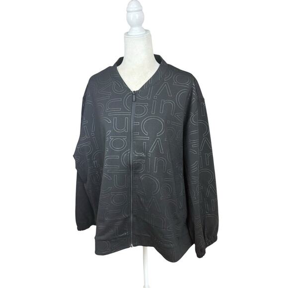 Calvin Klein Jacket Womens Size 2X Black Abstract All Over Logo Athleisure New - Picture 5 of 13